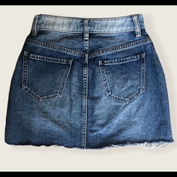 Pacsun Y2K two tone patchwork wash denim jean mini skirt - Picture 4 of 4
